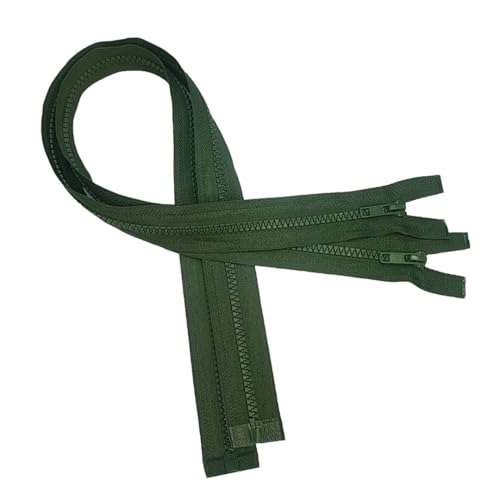 KGS Teilbare Reißverschlüsse | 5mm Reißverschluss Kunststoff für Jacken | 2 Stück pro Packung (Militärgrün, 45 CM) von KGS