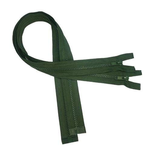 KGS Teilbare Reißverschlüsse | 5mm Reißverschluss Kunststoff für Jacken | 2 Stück pro Packung (Militärgrün, 55 CM) von KGS