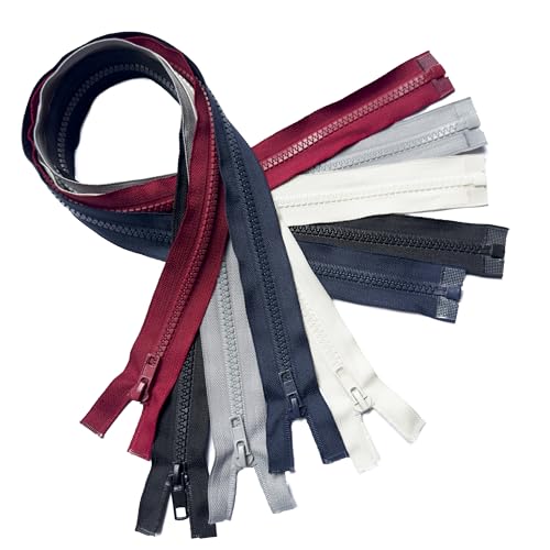 KGS Teilbare Reißverschlüsse | 5 Stück pro Packung | Farbe: Schwarz, Mitternachtsblau, Grau, Creme, Rot | Größe: 70 CM | 5mm Reißverschluss Kunststoff für Jacke, Mantel, Kleidung und mehr von KGS