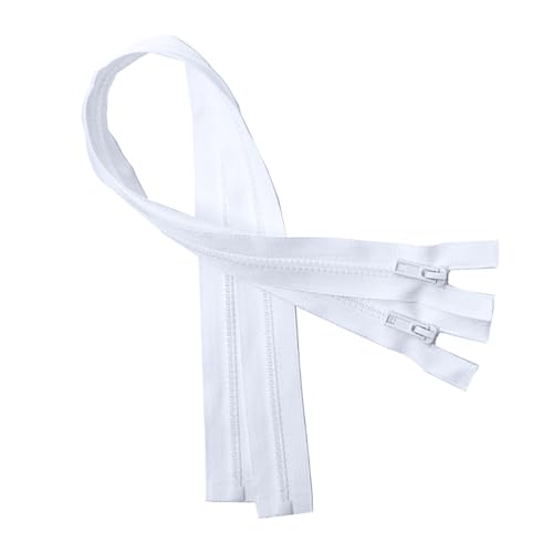 KGS Teilbare Reißverschlüsse | 5mm Reißverschluss Kunststoff für Jacken | 2 Stück pro Packung (Weiß, 60 CM) von KGS