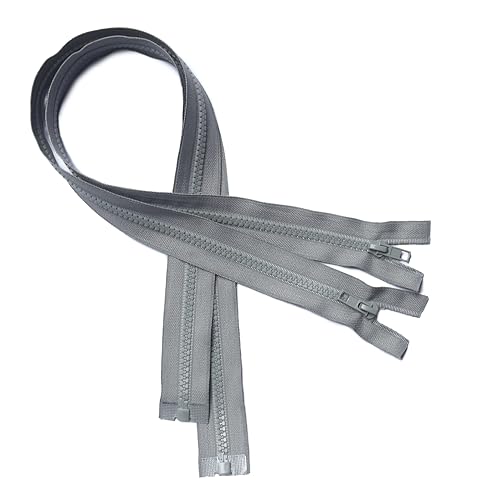 KGS Teilbare Reißverschlüsse | 5mm Reißverschluss Kunststoff für Jacken | 2 Stück pro Packung (Grau, 70 CM) von KGS