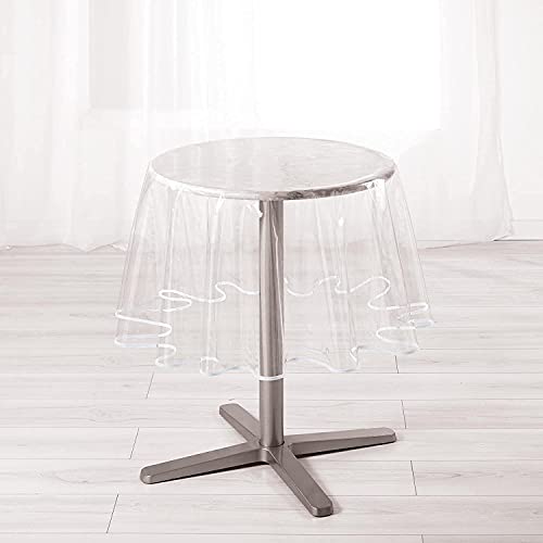 Tischdecke Kristall rund 160 cm PVC uni 15/100E Garden/Schrägband weiß von KGS
