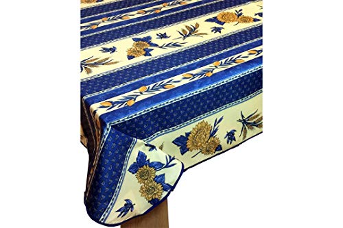 Tischdecke Provençale, rechteckig, schmutzabweisend, 150 x 240 cm, Sonnenblume, Biene, Blau von KGS