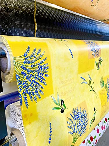 Wachs-Tischdecke abwaschbar, bedruckt, Provence, Gelb, Meterware, 140 x 200 cm von KGS