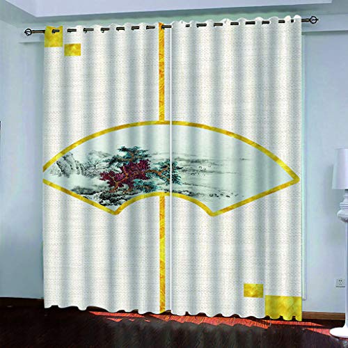3D Vorhänge Schlafzimmer Chinesische Zeder Druck Drucken Curtains Für Wohnzimmer Deko 250x200 cm Vorhang Blickdicht Verdunklungsgardine Mit Ösen 2Er Set, Verdunkelung Für Schlafzimmer Kinder von KGSK