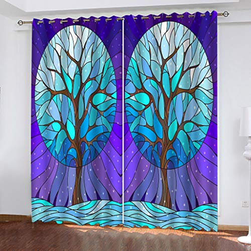 3D Vorhänge Schlafzimmer Lila Abstrakter Baum Drucken Curtains Für Wohnzimmer Deko, Vorhang Blickdicht Verdunklungsgardine Mit Ösen 2Er Set 180x250 cm Verdunkelung Für Schlafzimmer Kinder von KGSK