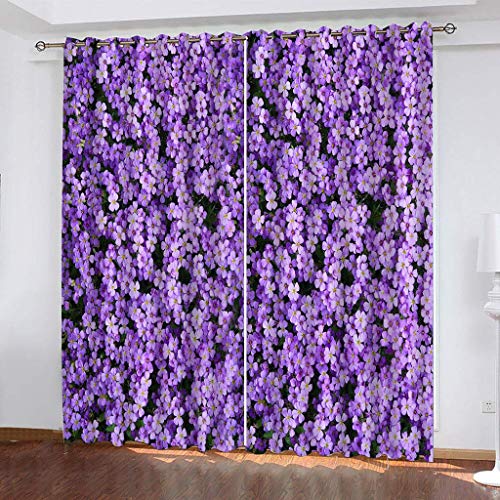 3D Vorhänge Schlafzimmer Lila Blumendruck Drucken Curtains Für Wohnzimmer Deko, Vorhang Blickdicht Verdunklungsgardine Mit Ösen 2Er Set 180x250 cm Verdunkelung Für Schlafzimmer Kinder von KGSK