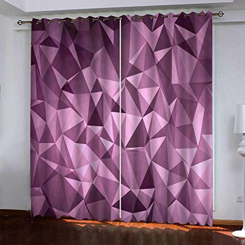 KGSK Vorhänge Blickdicht Mit Ösen 2 Set, Vorhang Thermo Gardinen Für Schlafzimmer 3D Lila Solid Geometrie Verdunklung Für Wohnzimmer 264x240 cm Verdunklungsgardine, Drucken Curtains Deko, Modern von KGSK