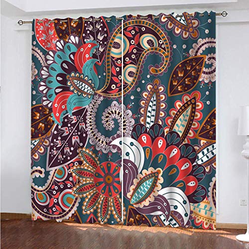 KGSK Vorhänge Blickdicht Mit Ösen 2 Set 3D Pflanzenblumenmuster Gardinen Blickdichte 200x160 cm Vorhang Drucken Curtains Schlafzimmer Wohnzimmer Deko, Verdunklungsgardine Verdunklungsvorhänge von KGSK