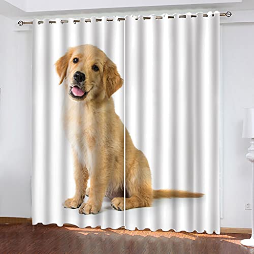 KGSK Vorhänge Mit Ösen 2Er Set 3D Braunes Welpentier Muster Vorhang Blickdicht Verdunkelung Drucken 160x200 cm Verdunklungsvorhänge 2Er Set Für Deko Wohnzimmer Modern Schlafzimmer von KGSK