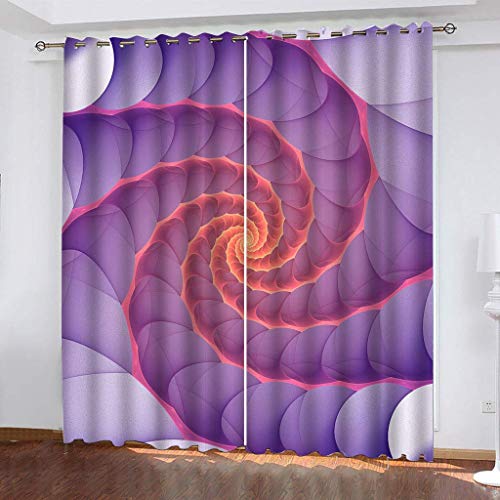 KGSK Vorhänge Mit Ösen 2Er Set 3D Lila Spiral Art Muster Vorhang Blickdicht Verdunkelung Drucken 160x200 cm Verdunklungsvorhänge 2Er Set Für Deko Wohnzimmer Modern Schlafzimmer von KGSK