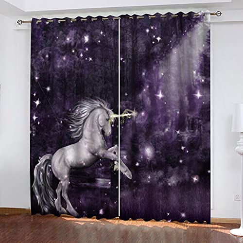 KGSK Vorhänge Mit Ösen 2Er Set 3D Lila Sternenhimmel Cartoon Pferd Muster Vorhang Blickdicht Verdunkelung Drucken 160x200 cm Verdunklungsvorhänge 2Er Set Für Deko Wohnzimmer Modern Schlafzimmer KGSK Vorhänge Mit Ösen 2Er Set 3D Lila Sternenhimmel Cartoon Pferd Muster Vorhang Blickdicht Verdunkelung Drucken 160x200 cm Verdunklungsvorhänge 2Er Set Für Deko Wohnzimmer Modern Schlafzimmer von KGSK