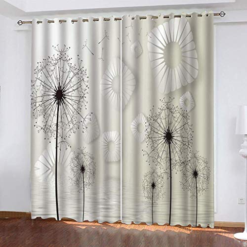 KGSK Vorhänge Mit Ösen 2Er Set 3D Taraxacum Mongolicum Muster Vorhang Blickdicht Verdunkelung Drucken 160x200 cm Verdunklungsvorhänge 2Er Set Für Deko Wohnzimmer Modern Schlafzimmer von KGSK