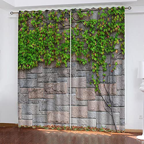 KGSK Vorhänge Wohnzimmer Blickdicht 3D Pflanze Grüne Rebe Drucken Curtains Für Schlafzimmer Wohnzimmer Deko 234x230 cm Vorhang Blickdicht Verdunklungsgardine Mit Ösen, Deko Verdunklungsvorhang von KGSK