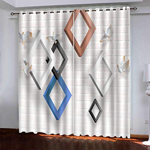 Vorhänge Blickdicht Mit Ösen 2 Set 3D Massivgeometrie Der Ziegelwand Gardinen Blickdichte 200x160 Cm Vorhang Drucken Curtains Schlafzimmer Wohnzimmer Deko, Verdunklungsgardine Verdunklungsvorhänge von KGSK