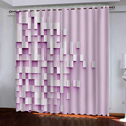 Vorhänge Kinderzimmer Blickdicht 3D Lila Geometrischer Druck Dekor Schlafzimmer, Vorhang Ösenschal Verdunkelungsvorhang 200x200 cm Verdunkelungs Kinder, Digitaldruck Gardinen Wohnzimmer von KGSK