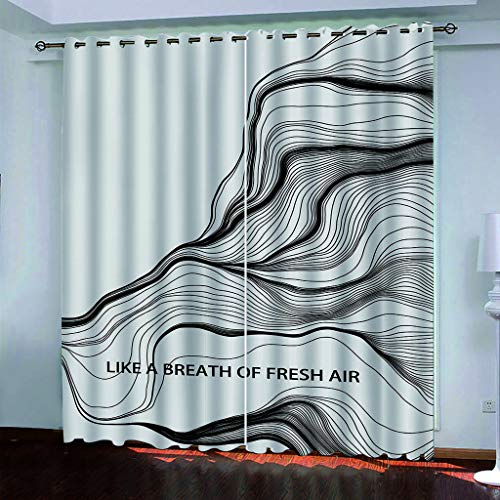 Vorhänge Kinderzimmer Blickdicht 3D Schwarz-Weiß Textur Kunst Dekor Schlafzimmer, Vorhang Ösenschal Verdunkelungsvorhang 200x200 cm Verdunkelungs Kinder, Digitaldruck Gardinen Wohnzimmer von KGSK
