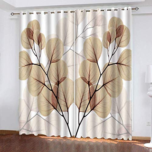 Vorhänge Kinderzimmer Junge 3D Druck Von Pflanzenblättern Jungen Kinder Mädchen, Blickdicht Dekor Schlafzimmer 140x240 cm Verdunkelungs Fenster Vorhang Panels, Gardinen Mit Ösen von KGSK
