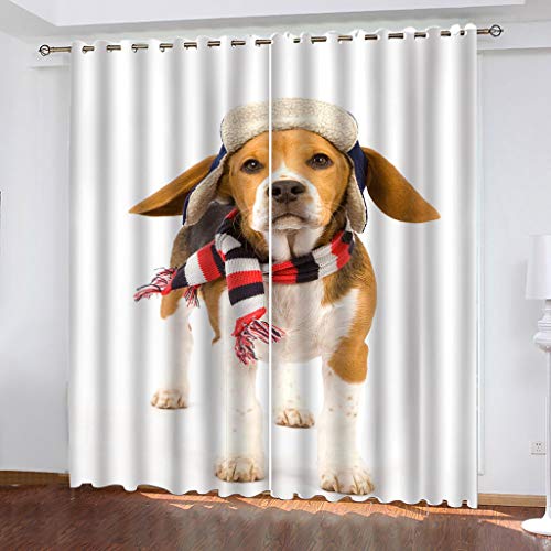 Vorhänge Kurz Fenster Wohnzimmer 3D Brauner Fleckhund Vorhang Verdunkelung Blickdicht Gardinen, Schlafzimmer Mit Muster Modern 2Er Set 140x160 cm Kinder Mit Ösen von KGSK