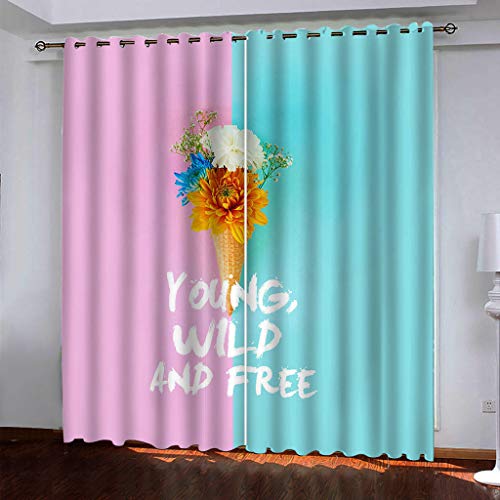 Vorhänge Kurz Fenster Wohnzimmer 3D Lila Blauer Druck Vorhang Verdunkelung Blickdicht Gardinen, Schlafzimmer Mit Muster Modern 2Er Set 140x160 cm Kinder Mit Ösen von KGSK