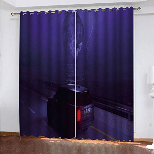 Vorhänge Kurz Fenster Wohnzimmer 3D Lila Totenkopf Auto Print Vorhang Verdunkelung Blickdicht Gardinen, Schlafzimmer Mit Muster Modern 2Er Set 140x160 cm Kinder Mit Ösen von KGSK