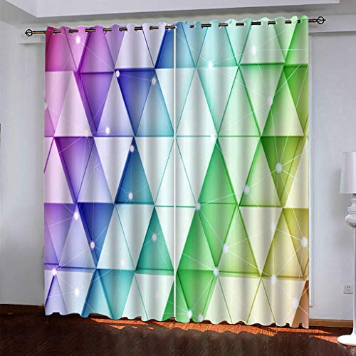 Vorhänge Wohnzimmer Blickdicht 3D Lila Geometrisches Dreieck Drucken Curtains Für Schlafzimmer Wohnzimmer Deko 234x230 Cm Vorhang Blickdicht Verdunklungsgardine Mit Ösen, Deko Verdunklungsvorhang von KGSK