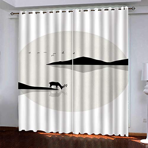 Vorhänge Wohnzimmer Modern 3D Chinesische Tusche Landschaftsmalerei Vorhang Blickdicht Drucken Mit Ösen Verdunklungsvorhänge 280x260 cm 2Er Set Für Deko Modern Schlafzimmer Fenstervorhänge Für Kinde von KGSK