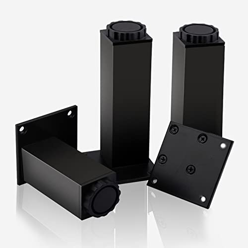 KGUDYS Verstellbare Möbelbeine 4 Stück, DIY Sofafüße, Tischbeine aus Metall, 10, 20, 30 cm für Esstisch, Kleiderschrank, Tisch und Stühle, Schwarze quadratische Möbelbeine,Black-30cm(11.8in) von KGUDYS