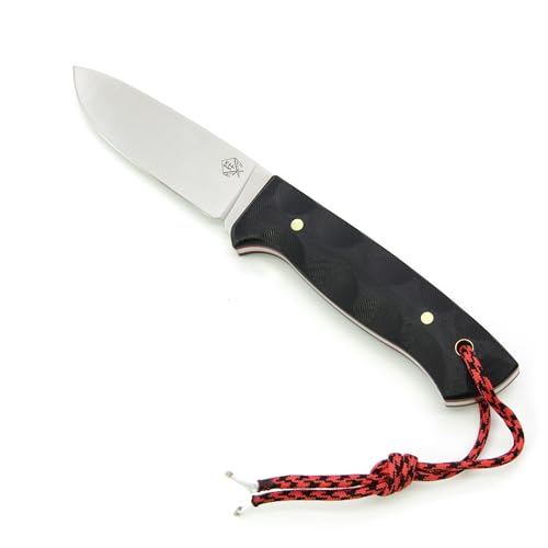 KH-Security Jagdmesser „Outdoor Pro“ 440C Edelstahl, G10 Griff inkl. Leder-Etui - Gürtelmesser Feldmesser Messer von KH-Security