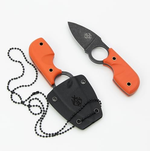 Neck Knife „Orange“ Taschenmesser - Outdoor Jagd Feld Messer inkl. Kydex-Scheide von KH-Security
