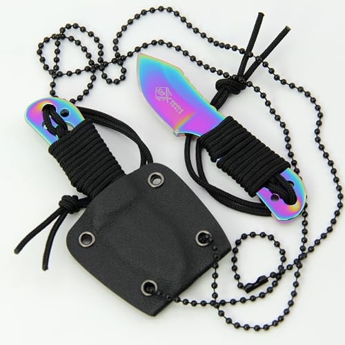 Neck Knife Messer "Little Rainbow" inkl. Kydex Scheide - Taschenmesser Feld Jagd Outdoor Camping von KH-Security