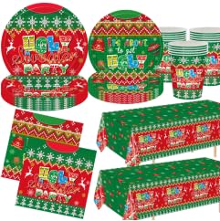 KHAIVI Hässliche Pullover-Party-Dekorationen - 40-teiliges Einweggeschirr-Set für Weihnachtsfeiern mit hässlichen Pullover-Party-Tellern und Servietten, weihnachtliche klebrige Pullover-Dekoration KHAIVI Hässliche Pullover-Party-Dekorationen - 40-teiliges Einweggeschirr-Set für Weihnachtsfeiern mit hässlichen Pullover-Party-Tellern und Servietten, weihnachtliche klebrige Pullover-Dekoration von KHAIVI