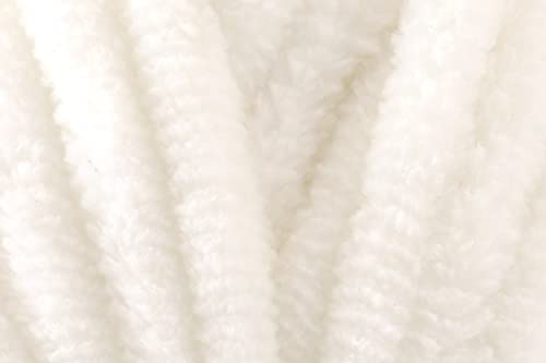 James C Brett Flutterby Knuddeliges super grobes Garn, 100 % Polyester-Chenille-Textur, zum Häkeln, Stricken, Babyspielzeug, Decken, Kissen – 250 g Knäuel – Weiß (UG4) – Single (1 Knäuel) von KHASO