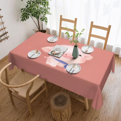 KHDKLXOHZ Tischdecke für rechteckige Tische, Schweine-Druck, 137 x 183 cm, wasserfeste Polyester-Tischdecken für Hochzeit, Bankett, Party, Zuhause, Esstisch von KHDKLXOHZ