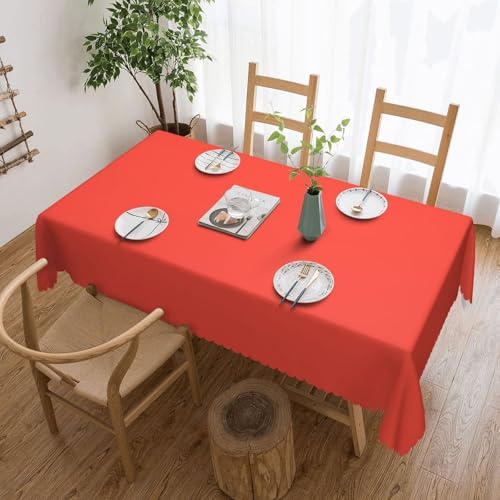 KHDKLXOHZ Tischdecke für rechteckige Tische, korallenroter Druck, Tischdecke, 137 x 183 cm, wasserdichtes Polyester, farbige Tischdecken für Hochzeit, Bankett, Party, Zuhause, Esstisch von KHDKLXOHZ