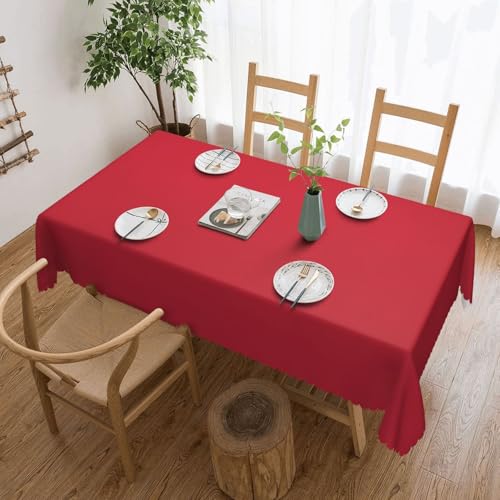 KHDKLXOHZ Tischdecke für rechteckige Tische, rote Druck-Tischdecke, 137 x 183 cm, wasserfest, Polyester, farbige Tischdecken für Hochzeit, Bankett, Party, Zuhause, Esstischabdeckung von KHDKLXOHZ