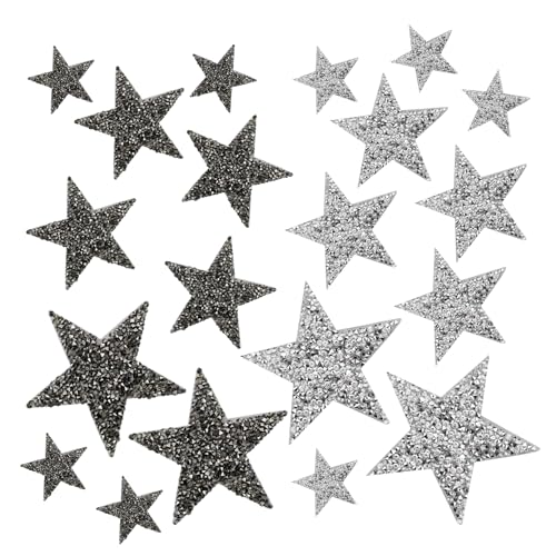KHDULQ 20 Stück Patches zum AufbüGeln, Strass Flicken zum AufbüGeln, Mineralgrau Stern Aufnäher zum Aufbügeln, Silber Sticker zum Aufbügeln, für DIY Rucksack, Hut, Jeans, Schuhe, Kleid KHDULQ 20 Stück Patches zum AufbüGeln, Strass Flicken zum AufbüGeln, Mineralgrau Stern Aufnäher zum Aufbügeln, Silber Sticker zum Aufbügeln, für DIY Rucksack, Hut, Jeans, Schuhe, Kleid von KHDULQ
