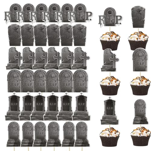KHDULQ 36 Stücke Halloween Kuchen Deko,Halloween Cupcake Topper Happy Halloween Cake Toppers Cupcake Deko Kuchen Grabstein Tortendeko Muffins Dessert Dekoration,Per Gruselige Halloween-Mottopartys KHDULQ 36 Stücke Halloween Kuchen Deko,Halloween Cupcake Topper Happy Halloween Cake Toppers Cupcake Deko Kuchen Grabstein Tortendeko Muffins Dessert Dekoration,Per Gruselige Halloween-Mottopartys von KHDULQ