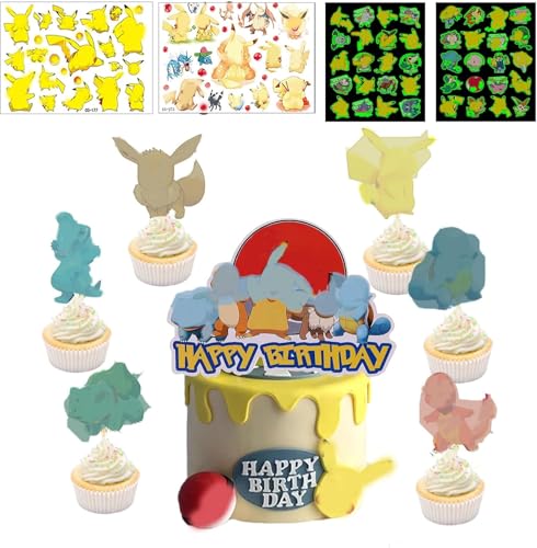 25 Stück Tortendekoration Cake Topper Set + 4 Blätter Temporäre Tattoos für Kinder, Kindergeburtstag Party Geburtstag Deko,Muffins Dessert Dekoration, Karikatur Cupcake Topper, Partydekoration 25 Stück Tortendekoration Cake Topper Set + 4 Blätter Temporäre Tattoos für Kinder, Kindergeburtstag Party Geburtstag Deko,Muffins Dessert Dekoration, Karikatur Cupcake Topper, Partydekoration von KHFEIYUE