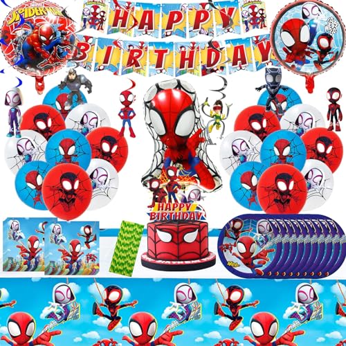 Kinder geburtstags dekorationen, 86 Stück Kinder geburtstag Deko set, Enthält Banner, Folien Luftballons, Tortenaufsatz, Swirl Decoration, Tischdecke, Teller, Servietten,Für Junge party Dekorationen Kinder geburtstags dekorationen, 86 Stück Kinder geburtstag Deko set, Enthält Banner, Folien Luftballons, Tortenaufsatz, Swirl Decoration, Tischdecke, Teller, Servietten,Für Junge party Dekorationen von KHFEIYUE