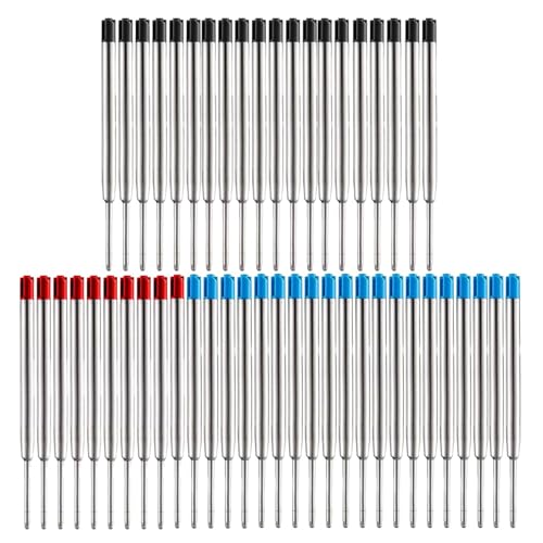 50 Stück Kugelschreiberminen Großraumminen, Metall Kugelschreiber Ersatzminen, Nachfülltinte, geeignet für neutrale Tinte, Büro, Business, Schule, Stiftschreiben, Schreibwaren (Schwarz, Rot, Blau) 50 Stück Kugelschreiberminen Großraumminen, Metall Kugelschreiber Ersatzminen, Nachfülltinte, geeignet für neutrale Tinte, Büro, Business, Schule, Stiftschreiben, Schreibwaren (Schwarz, Rot, Blau) von KHIRY
