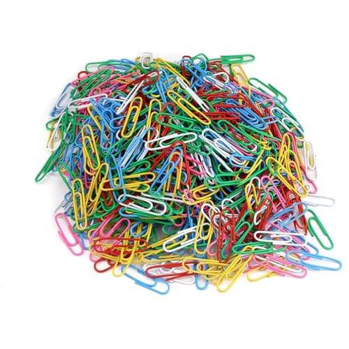 KHIRY Büroklammern Bunt 500 Stück, Langlebig und Rostfrei, Beschichtete Große Büroklammern Set mit Plastikbox für Büro Schule Dokument Papierklassifizierung von KHIRY