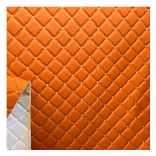 Kunstleder Polsterstoff PU Leder Gewebe Wasserdicht Imitat Gesteppt Kaschiert Meterware MöBelstoff Dekostoff(Oranje,1.6X6m) von KHPGQIAS