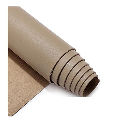 Leder Stoffrolle einfarbig Kunstleder Hirschleder Samtstoff, weiches Kunstleder Kunstleder Stoff, Meterware x 138 cm Breite, Meterware(Khaki,1.38X7m) von KHPGQIAS