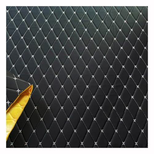 Lederkonzept Gesteppt Stoff Meterware Kaschiert Karo Polsterstoff Möbelstoff Für Die Materialbeutel DIY-Handwerk(Black 2,1.6X2m) von KHPGQIAS