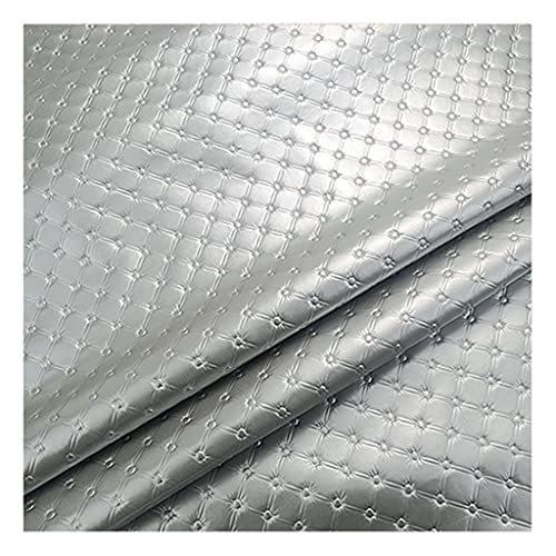 Möbelstoff Premium Bezugsstoff Zum PU Kunstleder,Stoff Polster Handwerk DIY Nähen Sofa Handtasche Auto Futter Autositz(Silver,1.38X5m) von KHPGQIAS