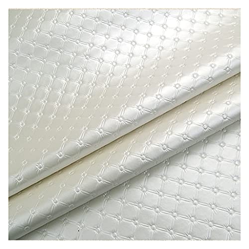 Möbelstoff Premium Bezugsstoff Zum PU Kunstleder,Stoff Polster Handwerk DIY Nähen Sofa Handtasche Auto Futter Autositz(White,1.38X5m) von KHPGQIAS