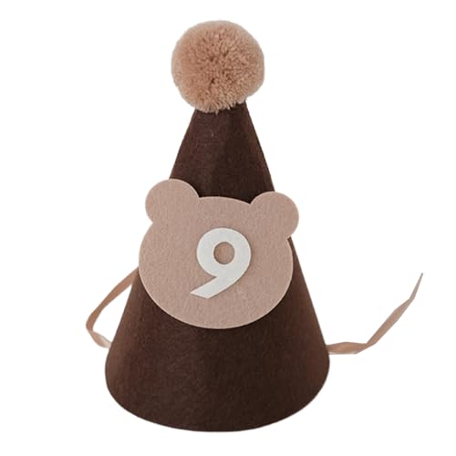 KHZen Der Geburtstagshut Des Entzückenden Bärenmotiven Für Kleinkinder Weiche Und Komfortable Baby Party Kopfbedeckung Mit Kinngürtel Und 1-9 Nummer von KHZen