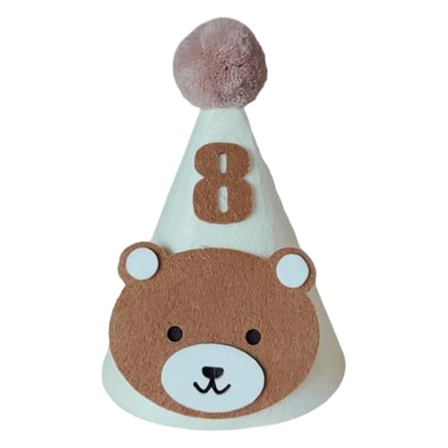 KHZen Der Geburtstagshut Des Entzückenden Bärenmotiven Für Kleinkinder Weiche Und Komfortable Baby Party Kopfbedeckung Mit Kinngürtel Und 1-9 Nummer von KHZen