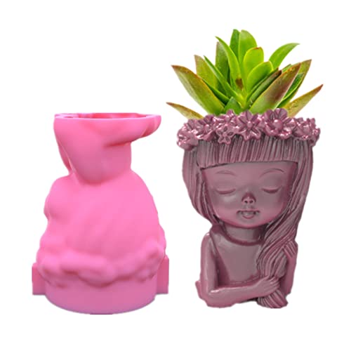 Niedliche Kranzmädchen Blumenpot Epoxidharz Schimmel Gips Kerze Beton Gips Silikonform Home Decorations Gusswerkzeuge von KHZen